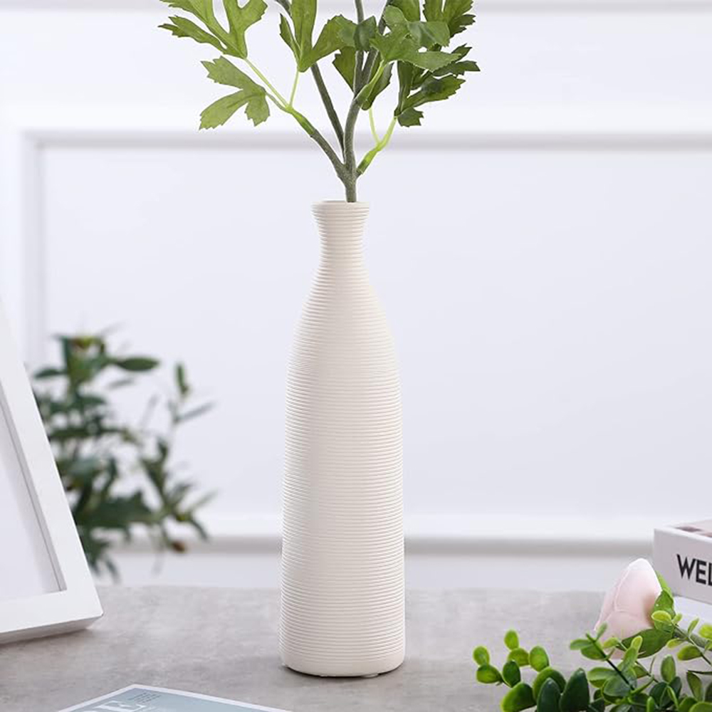 A'ish Home - Ceramic Short Wrinkle Vase - White