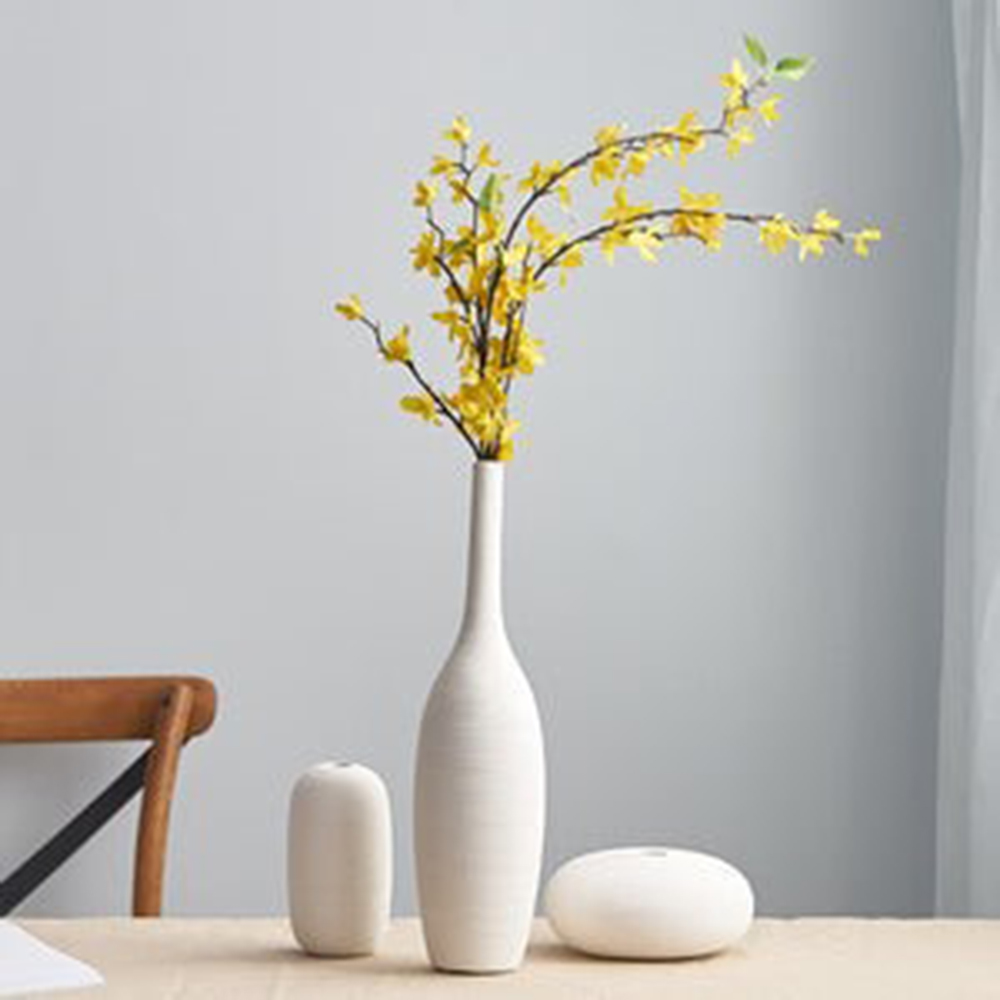 A'ish Home - Ceramic Tall Wrinkle Vase - White