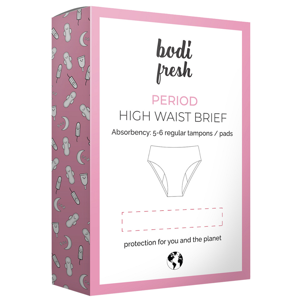 Bodi Fresh - High Waist Brief Period Protection Underwear - Black