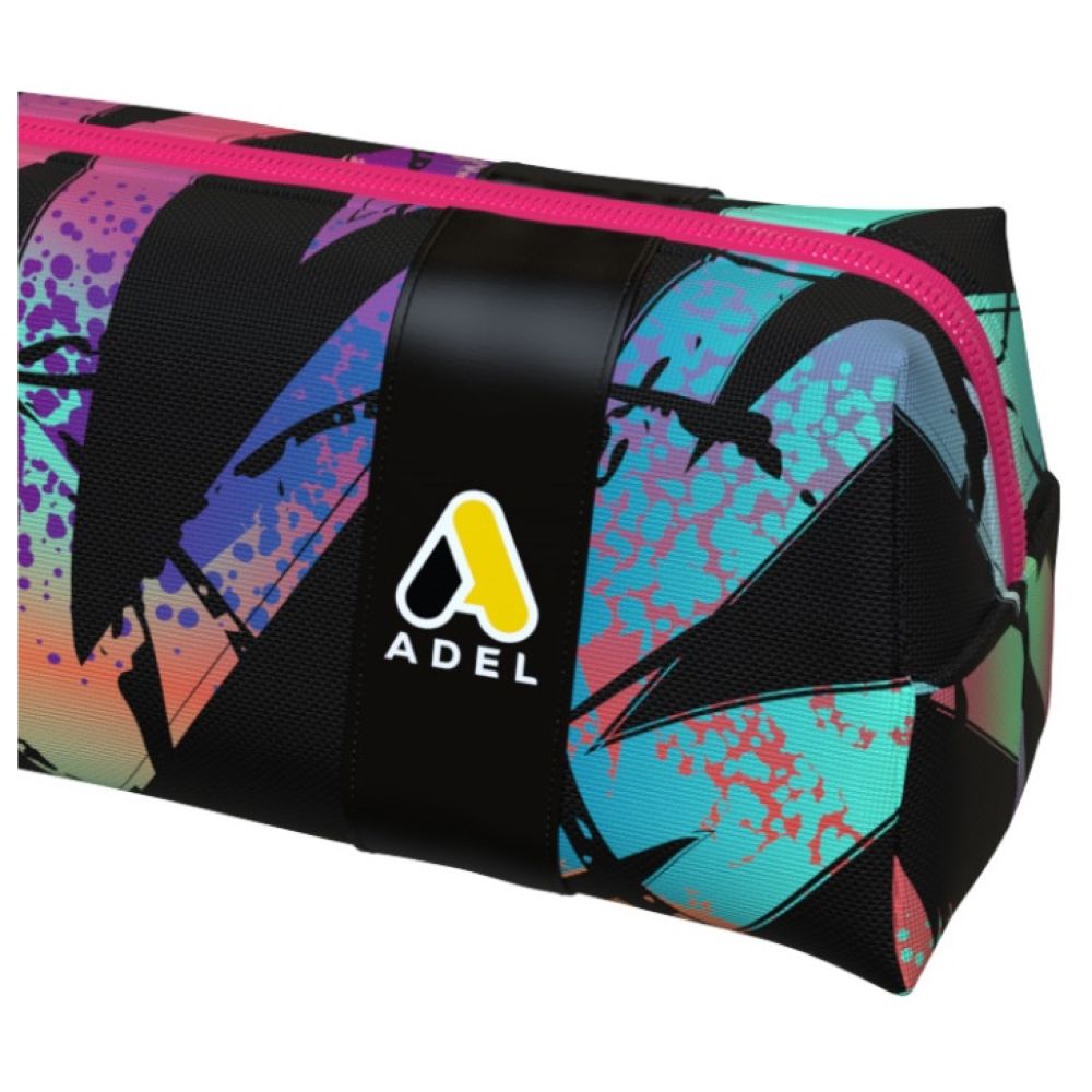 Adel - Geometric Printed Single Zip Pencil Bag - Blue & Purple