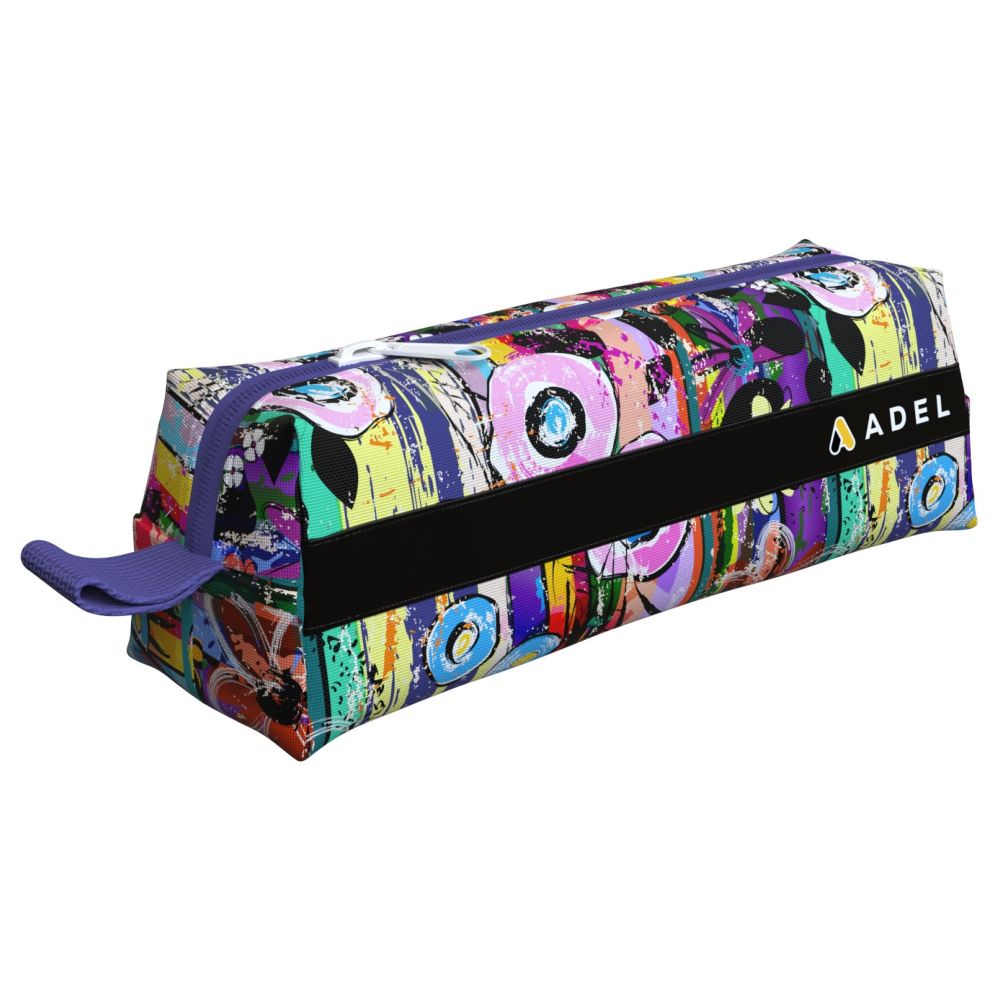 Adel - Pink Flower Printed Single Zip Pencil Bag