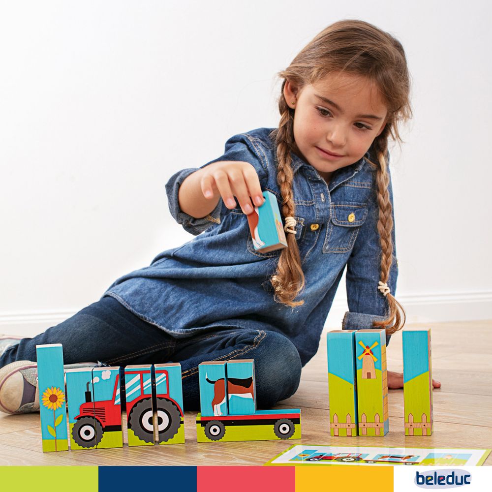 Beleduc - Wooden Block Puzzle - Farm