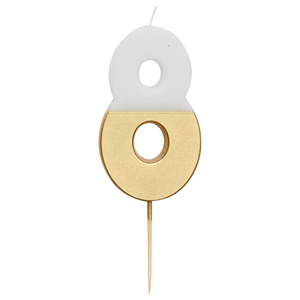 Talking Tables - We Heart Birthdays Number Candle 8 - Gold