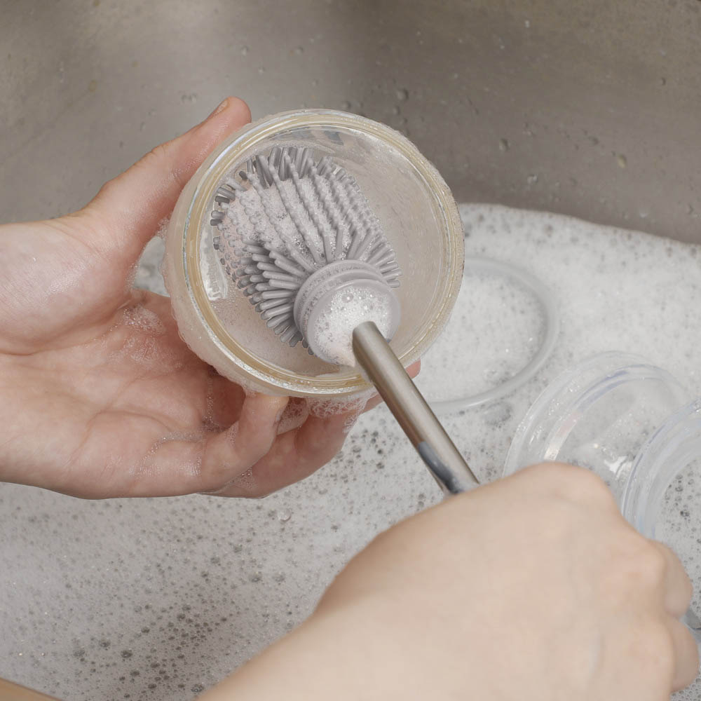 Haakaa - Silicone Double Ended Baby Bottle Cleaning Brush Set - Suva Grey
