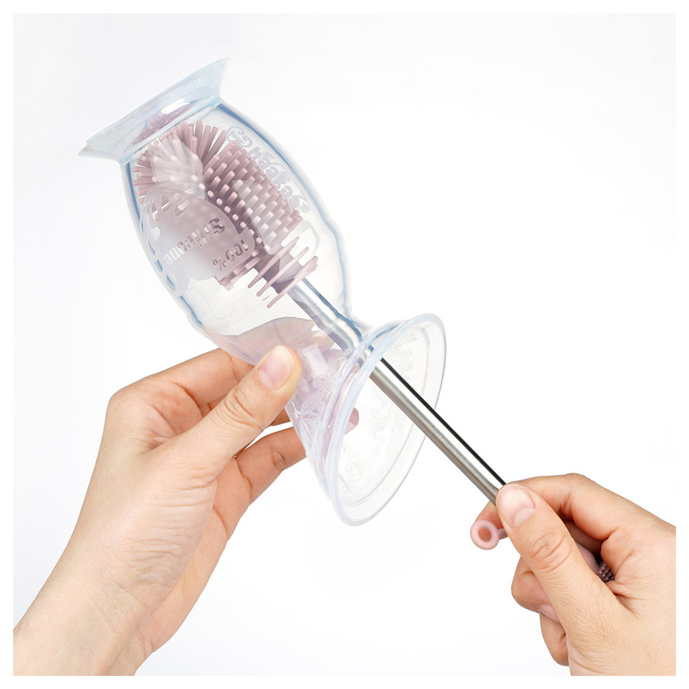 Haakaa - Silicone Double Ended Baby Bottle Cleaning Brush Set - Suva Grey
