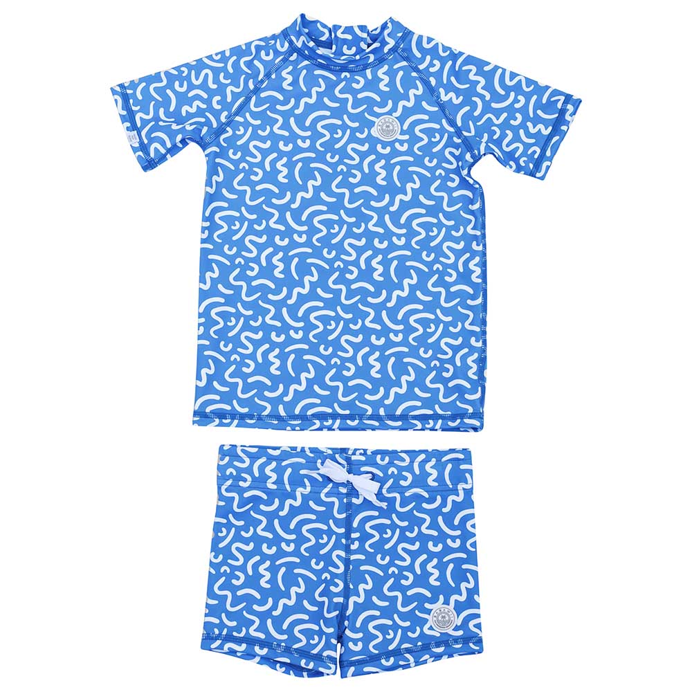 Badawii Beachwear - 2pc-Set - Boy Swim Suit Ocean Vibes - Azure Blue