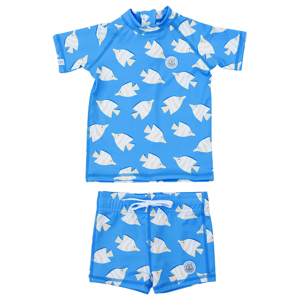 Badawii Beachwear - 2pc-Set - Boy Swim Suit Yellow Fish - Blue