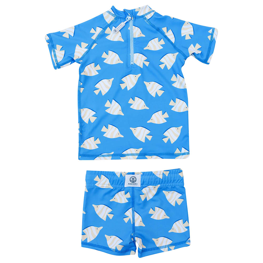 Badawii Beachwear - 2pc-Set - Boy Swim Suit Yellow Fish - Blue