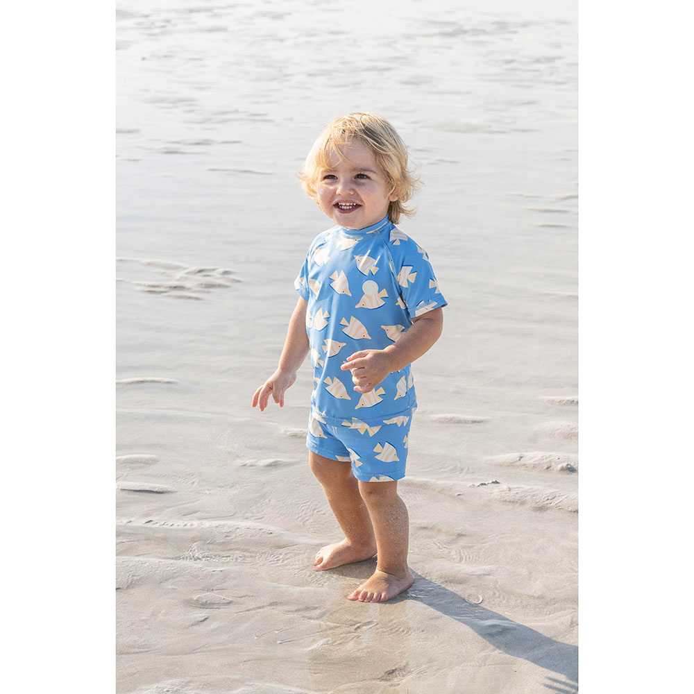 Badawii Beachwear - 2pc-Set - Boy Swim Suit Yellow Fish - Blue
