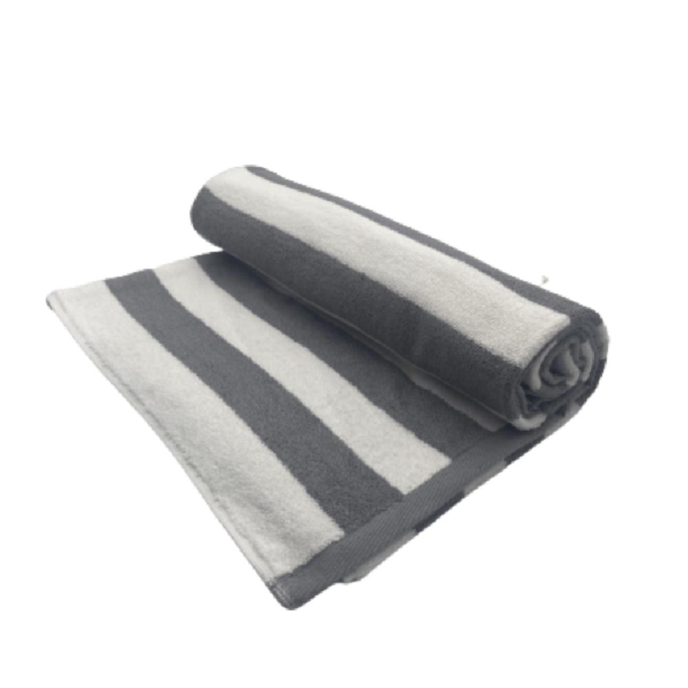 BYFT - Petunia Cabana Striped Cotton Pool Towel - Grey/White