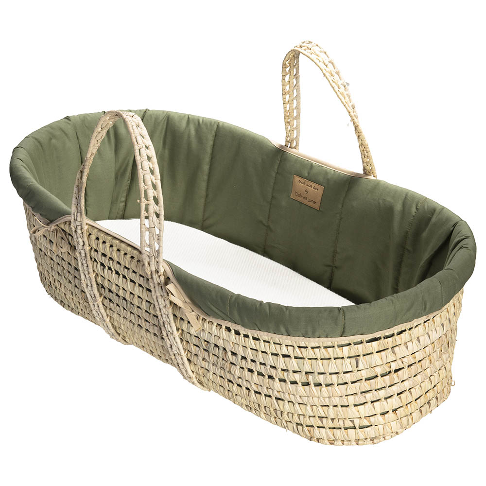Clair de Lune - Organic Palm Moses Basket - Forest Green