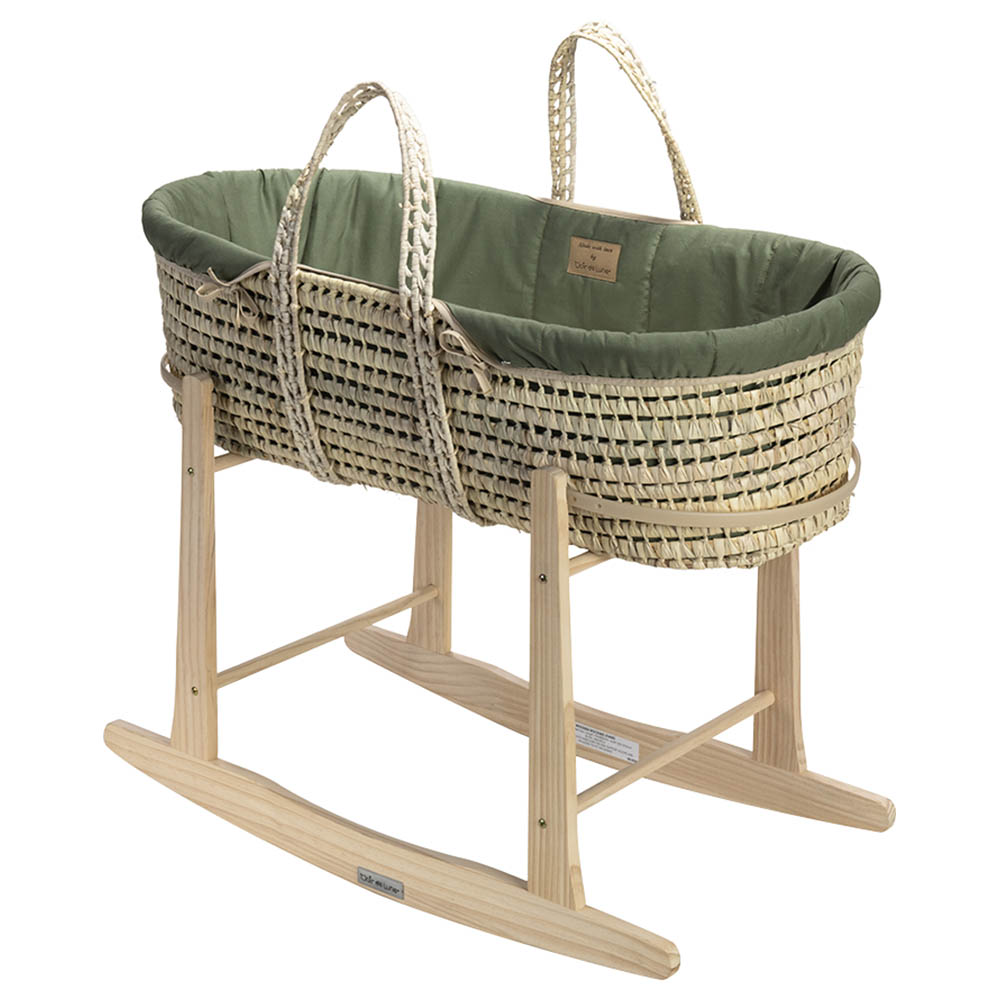 Clair de Lune - Organic Palm Moses Basket - Forest Green