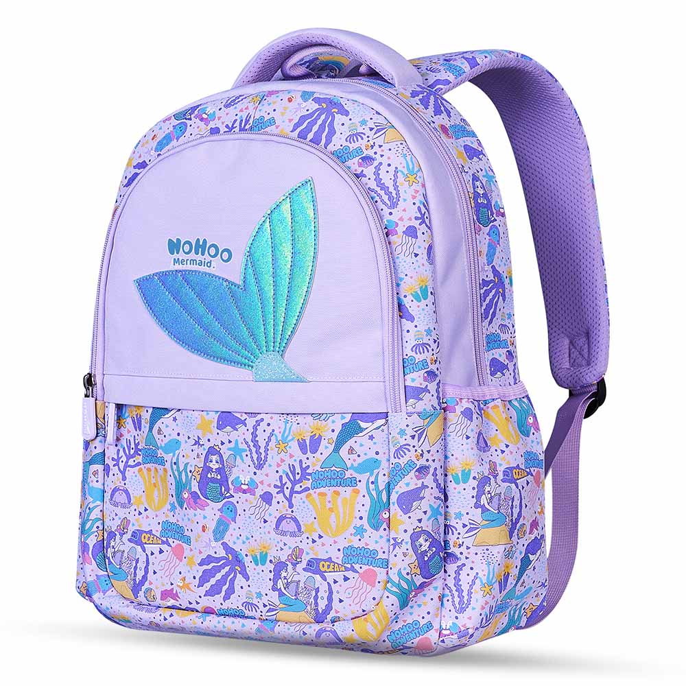 Nohoo - Mermaid School Backpack With Handbag - Purple - 16-inch