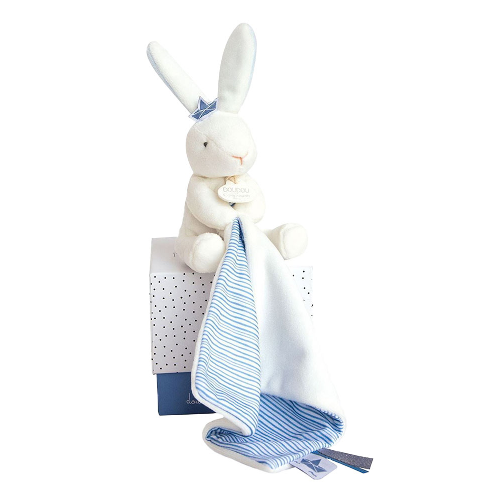 Doudou Et Compagnie - Sailor Bunny Comforting Toy - Blue - 10cm