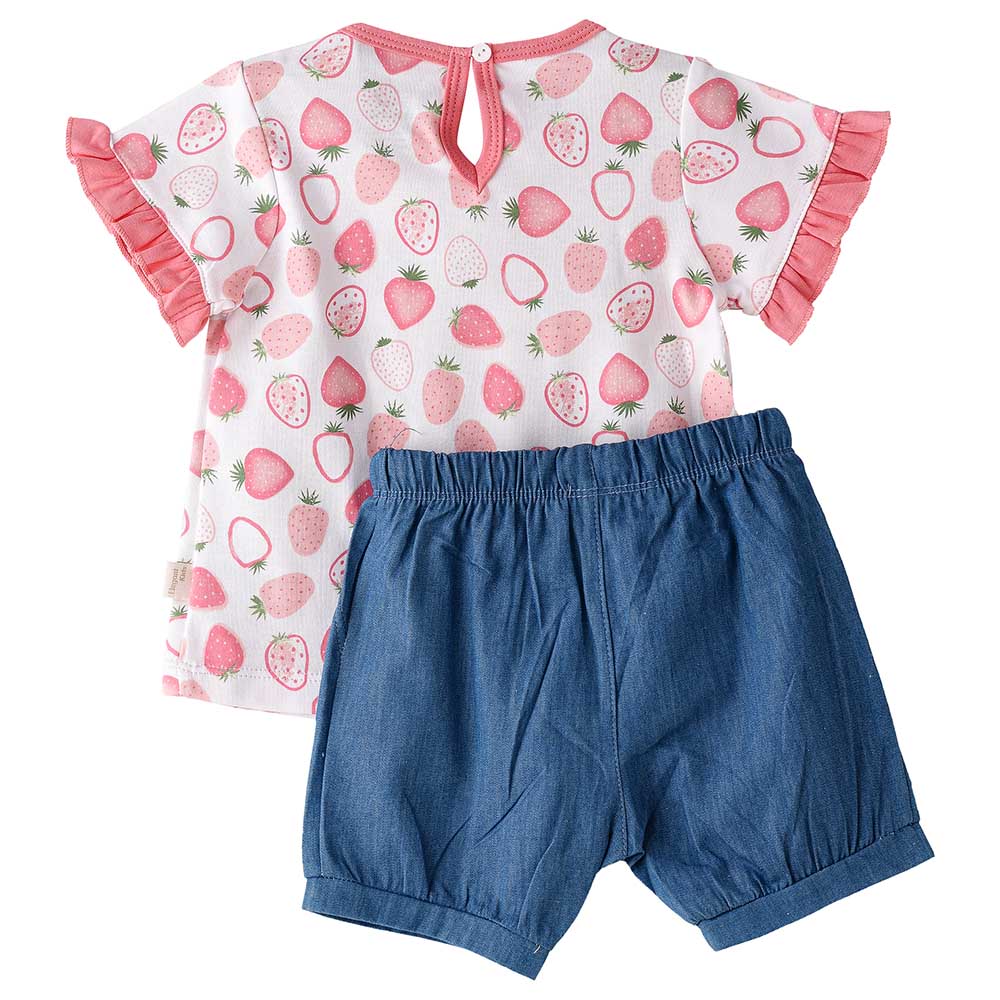 Elegant Kids - 2pc-Set - Girl's Breezy Tee And Shorts - Pink/Blue