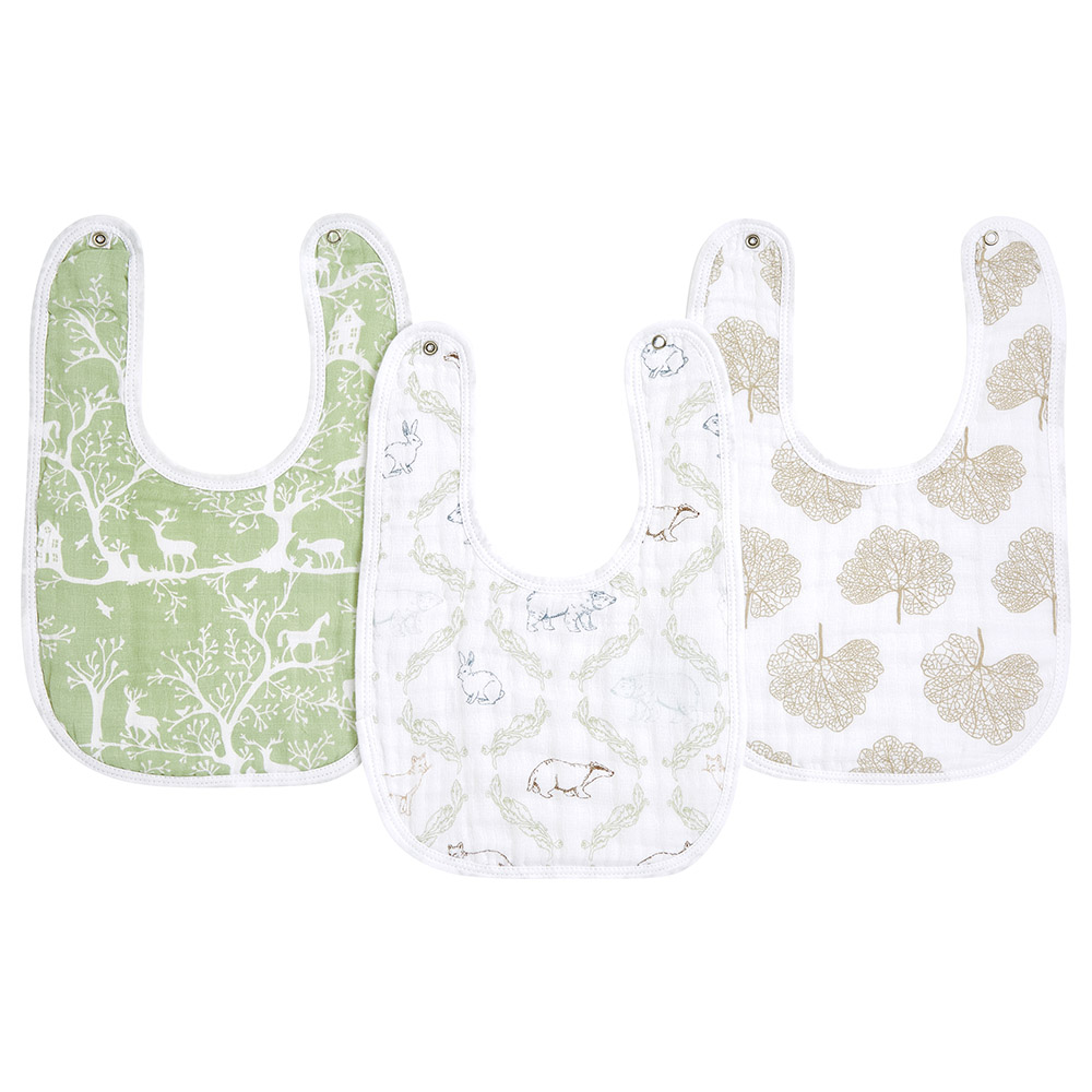 Aden + Anais - Cotton Muslin Baby Snap Bibs - Harmony - Pack of 3