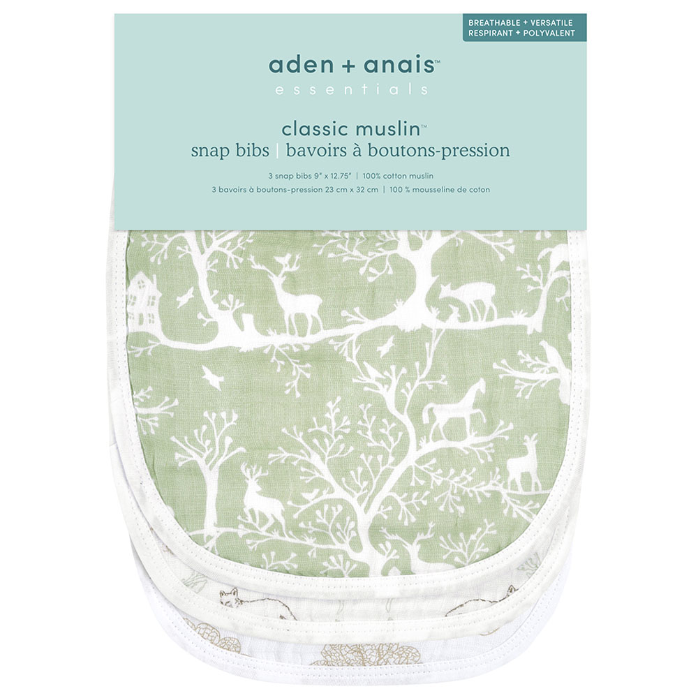 Aden + Anais - Cotton Muslin Baby Snap Bibs - Harmony - Pack of 3