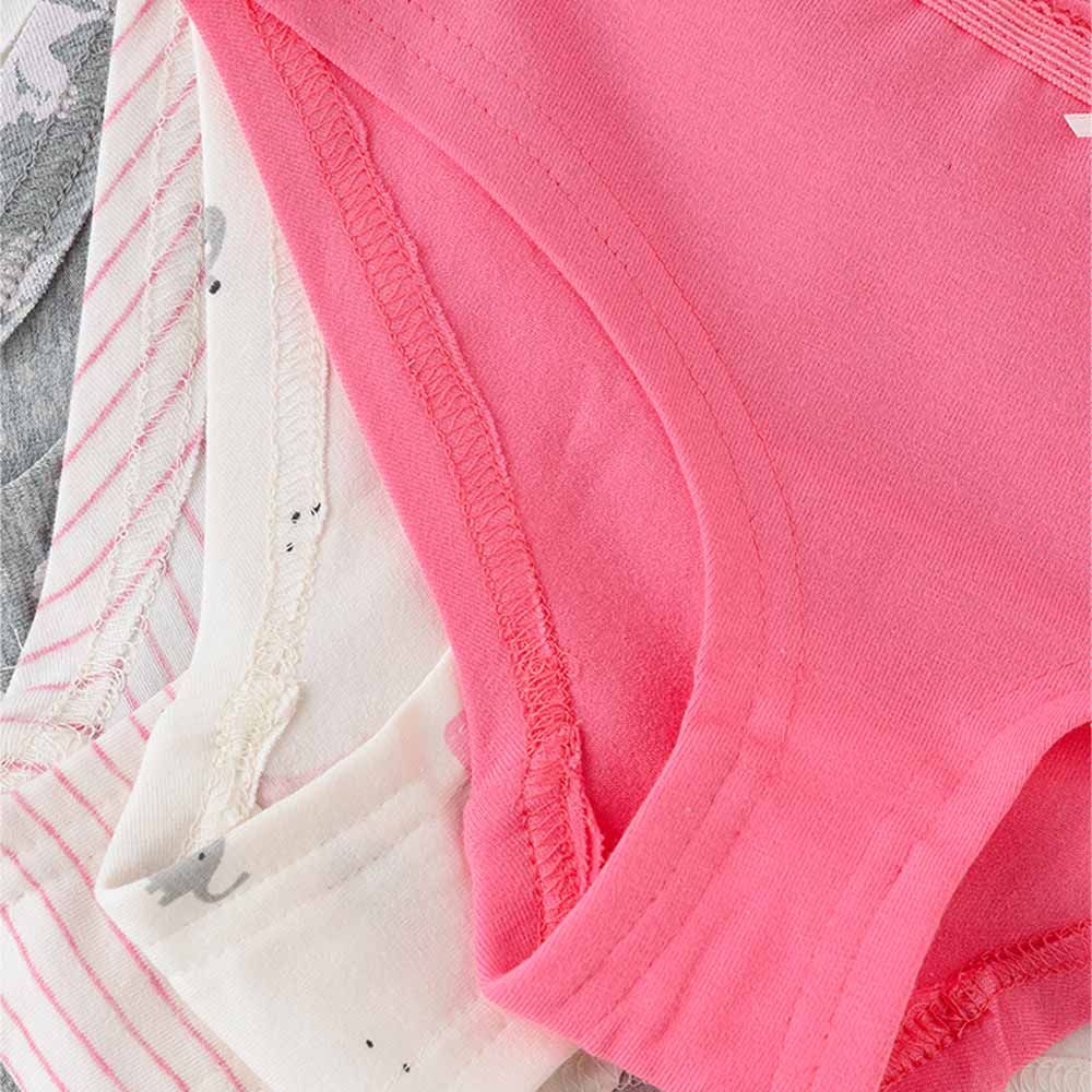 Jelliene - 5pc-Set - Girl's Soft Cotton Briefs - Pink/White