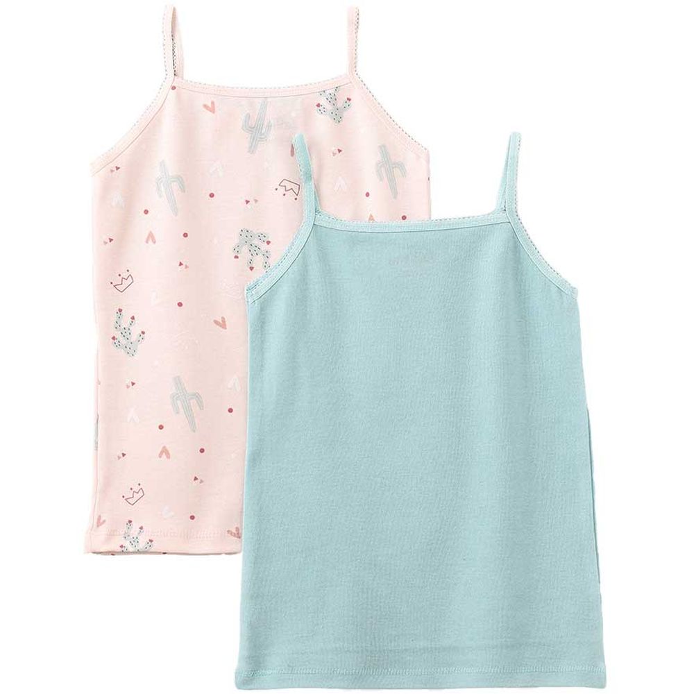 Jelliene - 2pc-Set - Girl's Soft Cotton Vests - Pink/Blue