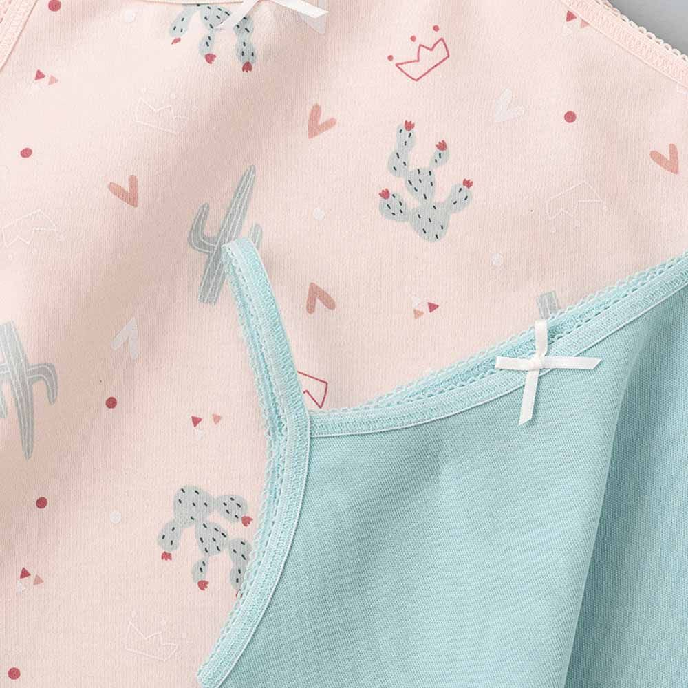 Jelliene - 2pc-Set - Girl's Soft Cotton Vests - Pink/Blue