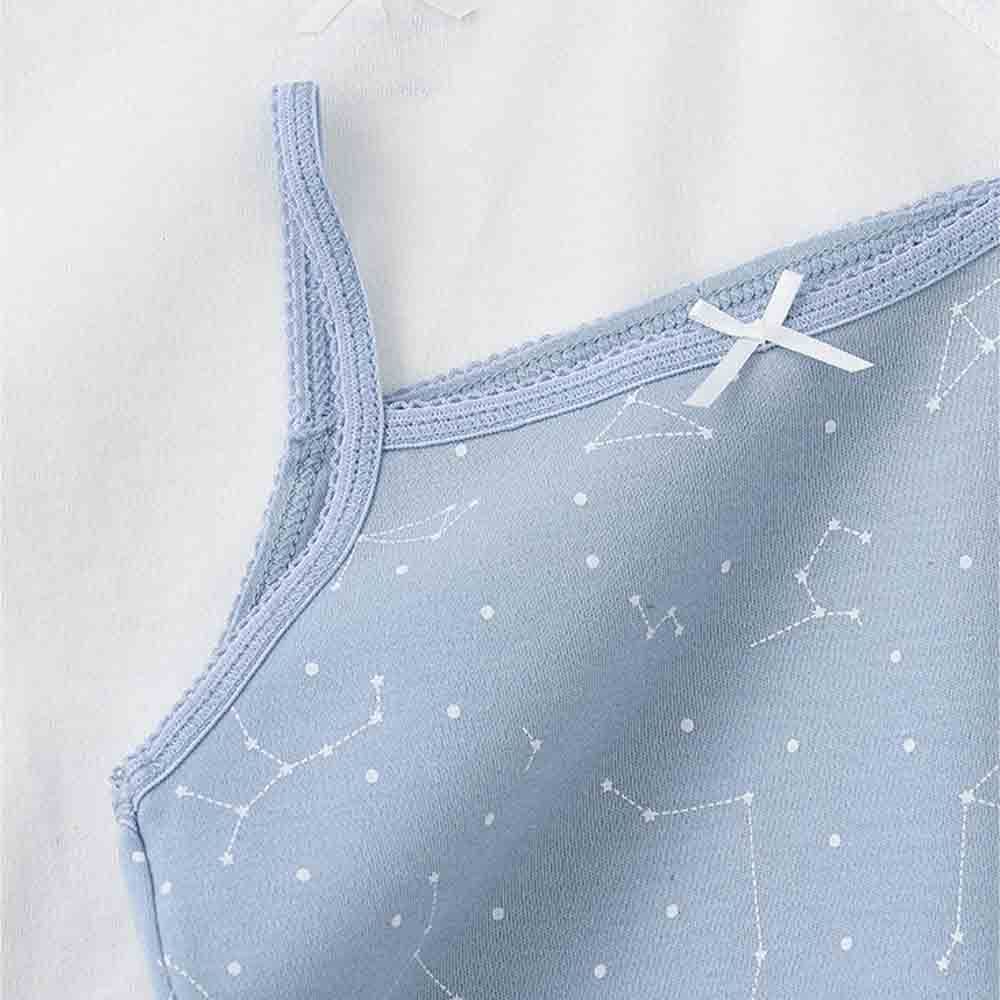 Jelliene - 2pc-Set - Girl's Soft Cotton Vests - White/Blue