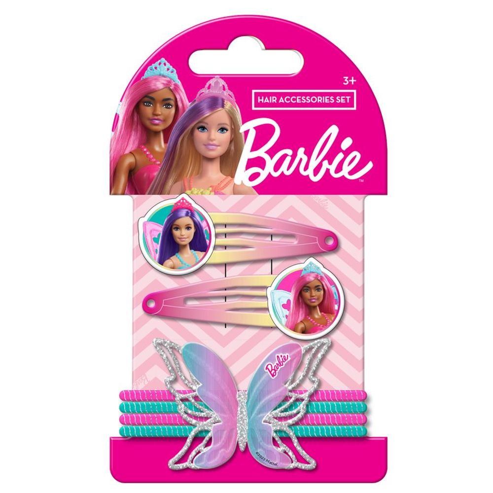 Barbie - Girls Hair Bow & Clips - 6pcs
