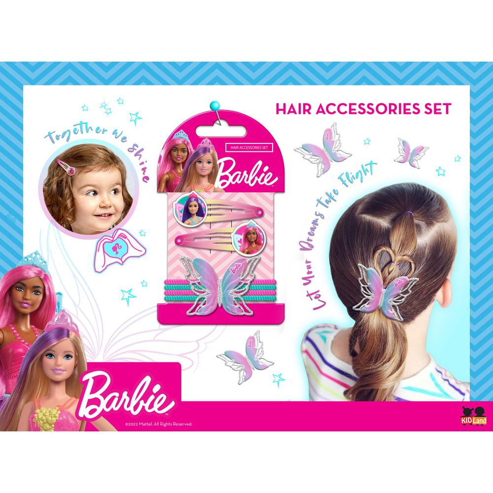 Barbie - Girls Hair Bow & Clips - 6pcs