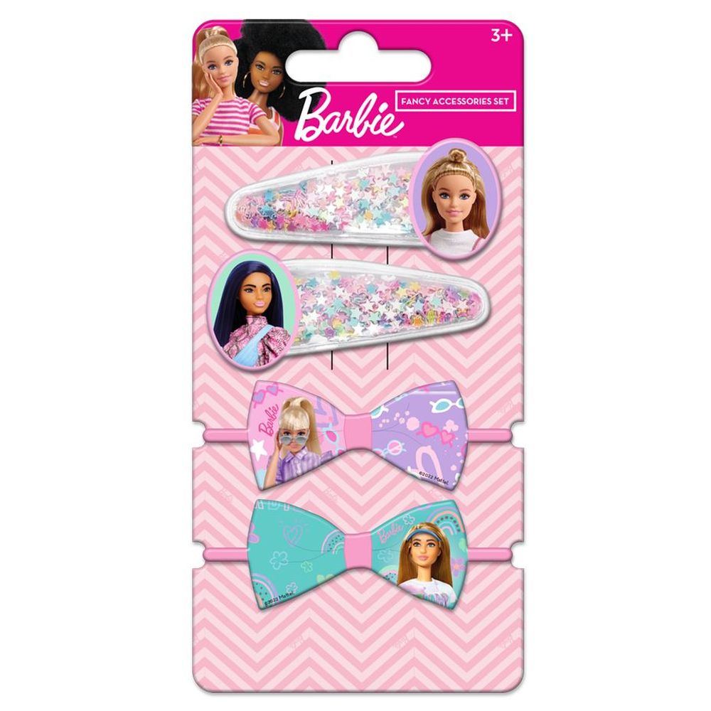 Barbie - Girls Hair Bow & Clips - 4pcs