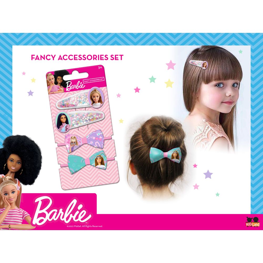 Barbie - Girls Hair Bow & Clips - 4pcs