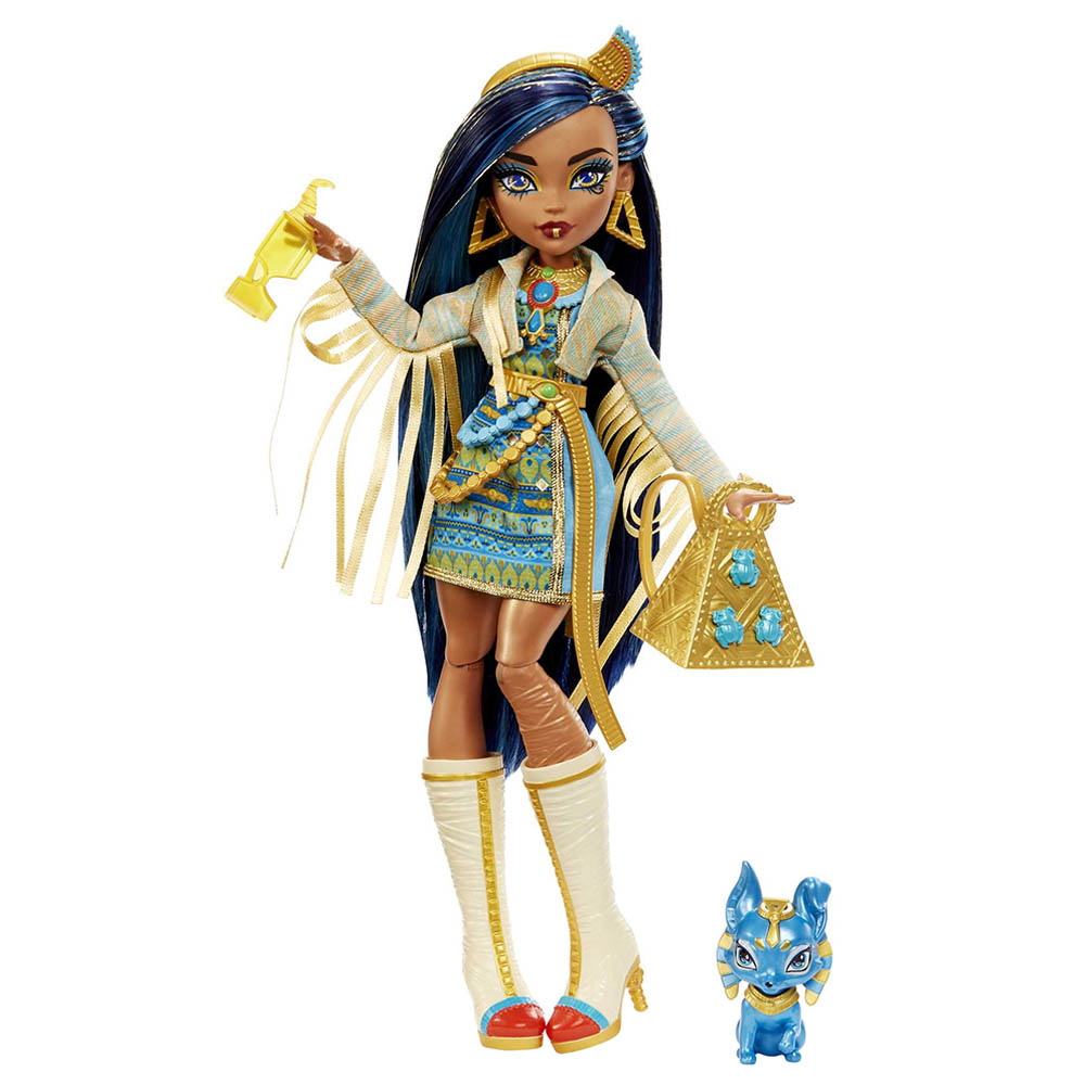 Mattel Games - Monster Posable Doll w/ Accessories & Pet Dog - Cleo De Nile