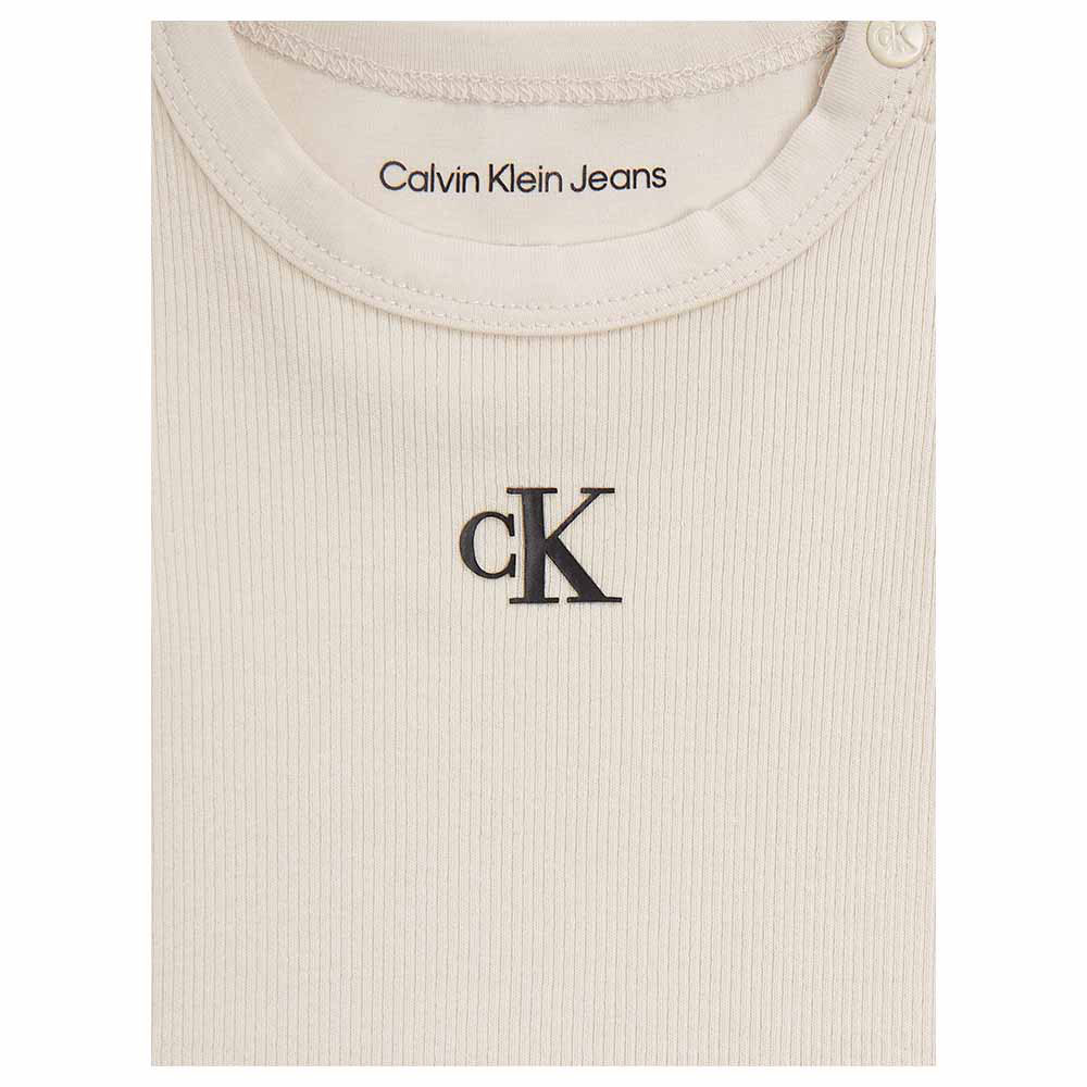 Calvin Klein - 2pc-Set - Striped Long Sleeves Bodysuit - Black/White Cap Gray