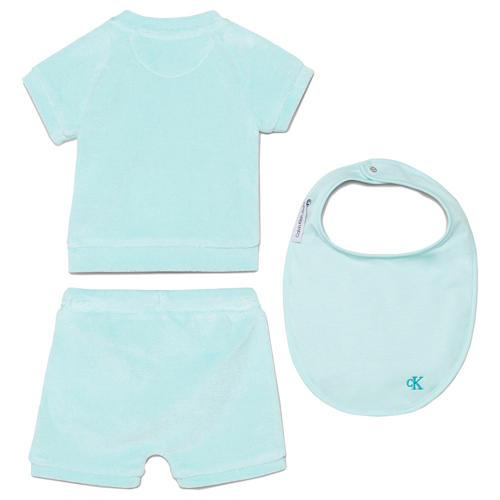 Calvin Klein - 3pc-Set - Toweling Top, Shorts And Bib - Blue