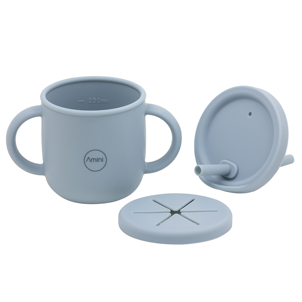 A'ish Home - Silicone Water & Snack Cup - Dusty Blue - 230 ml