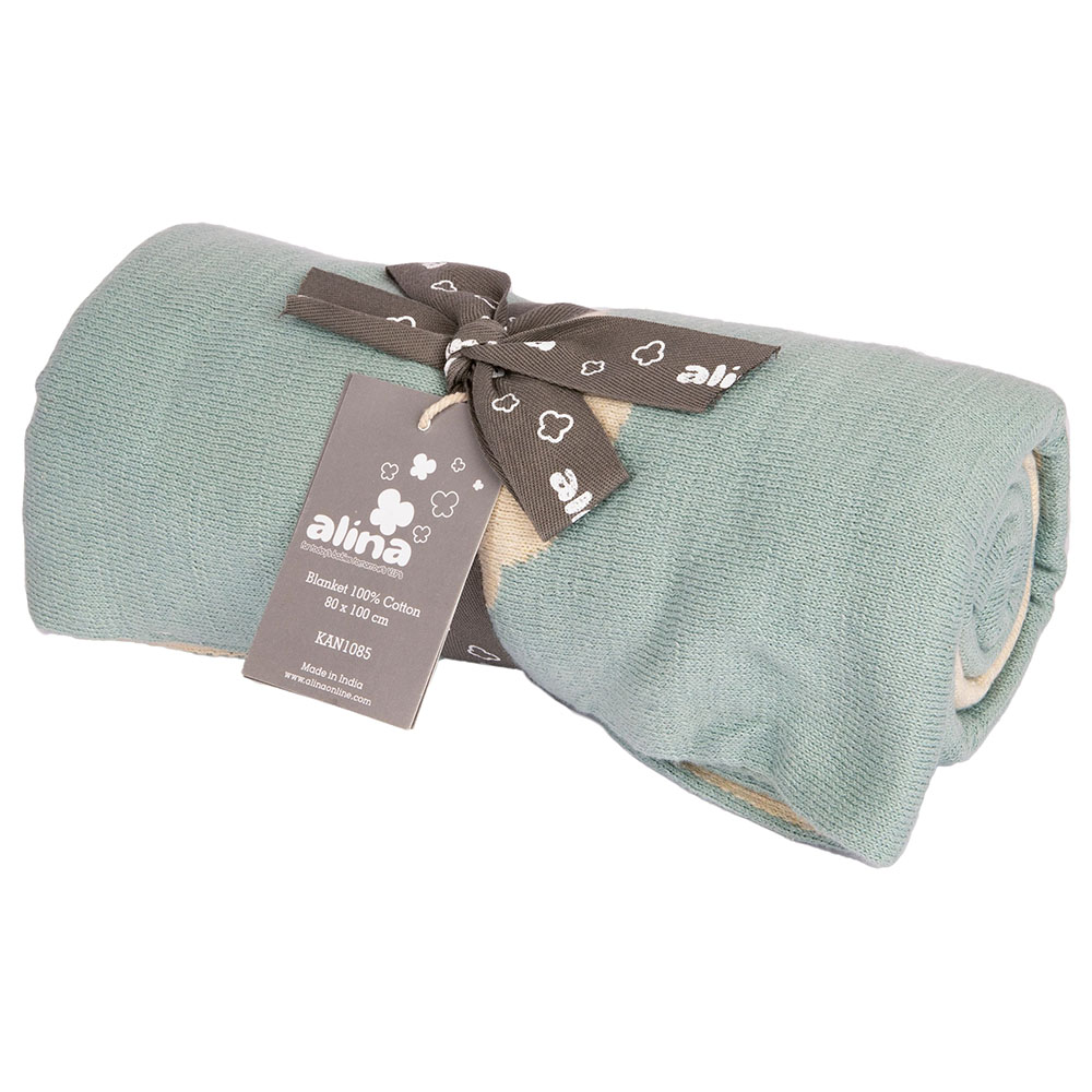 Alina - 100% Cotton Knitted Cloud Blankets - Blue