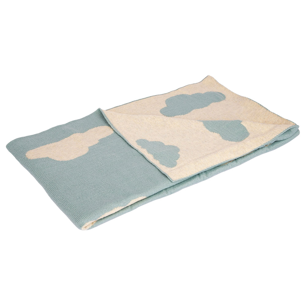 Alina - 100% Cotton Knitted Cloud Blankets - Blue