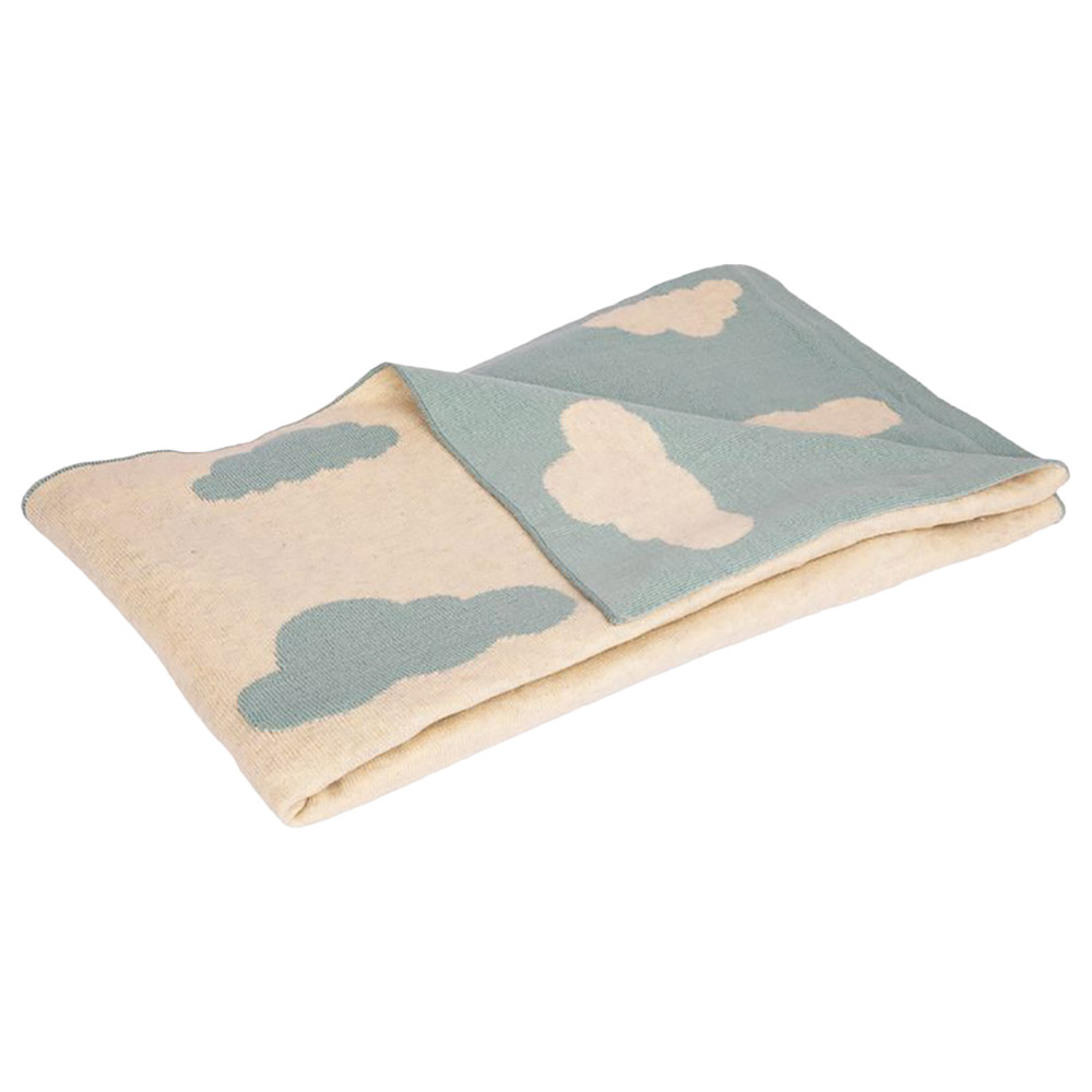 Alina - 100% Cotton Knitted Cloud Blankets - Blue