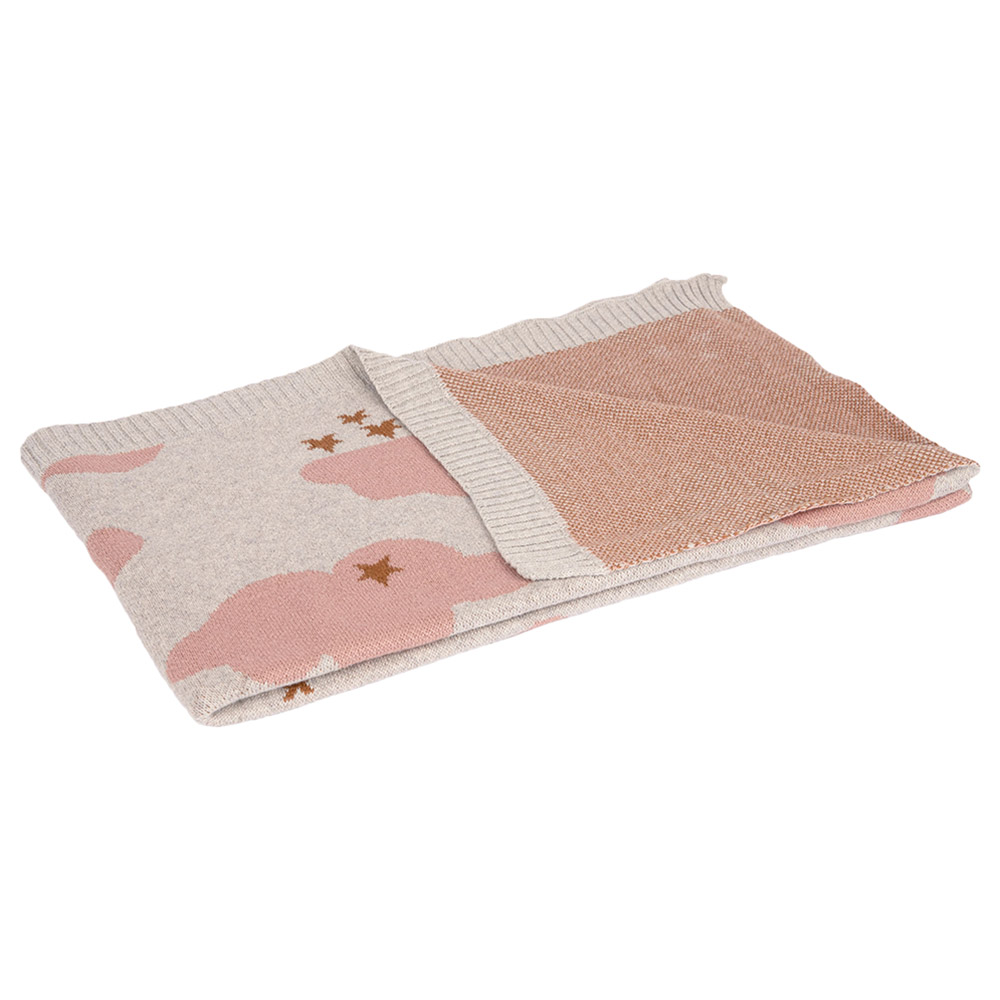 Alina - 100% Cotton Knitted Cloud Drops Blankets - Pink