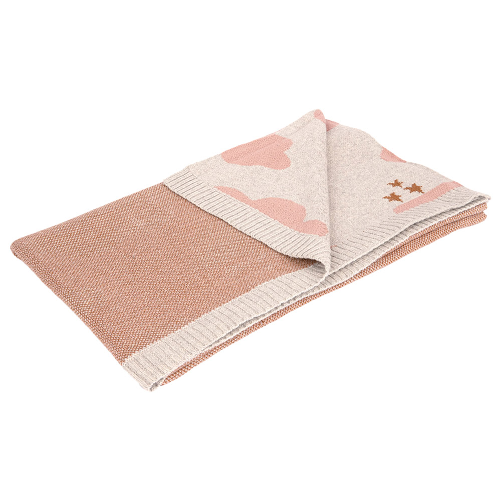 Alina - 100% Cotton Knitted Cloud Drops Blankets - Pink