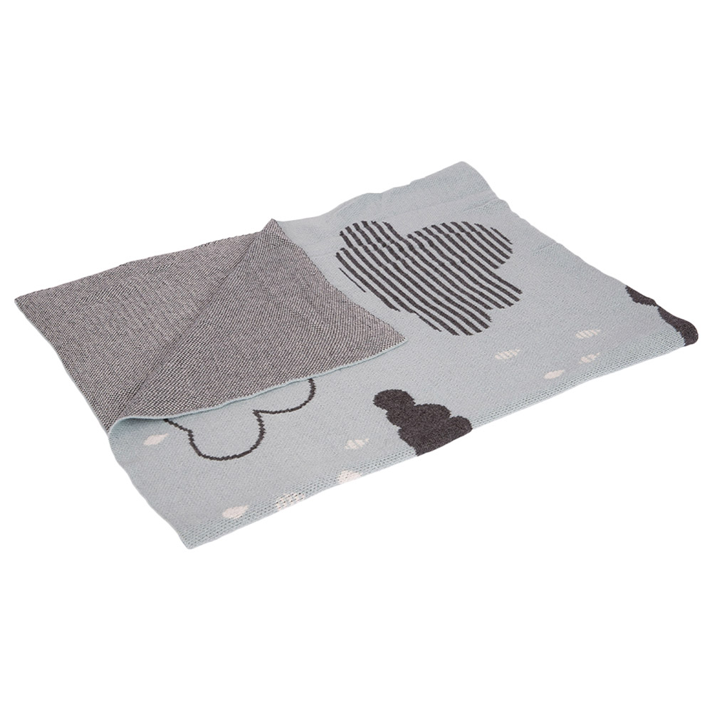 Alina - 100% Cotton Knitted Cloud Drops Blankets - Blue