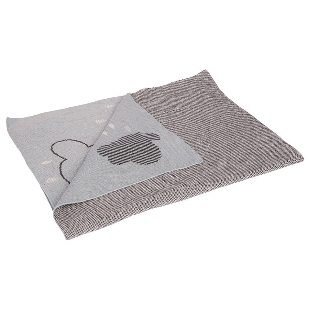 Alina - 100% Cotton Knitted Cloud Drops Blankets - Blue