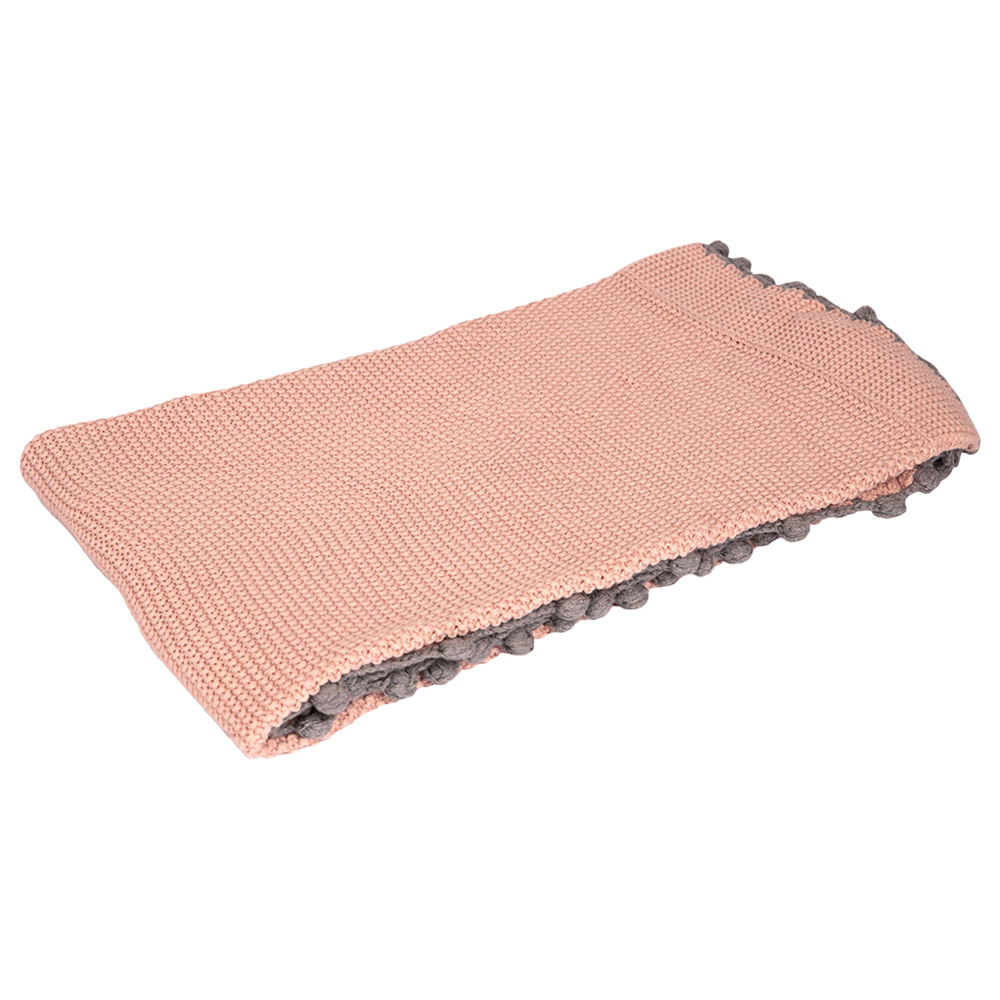 Alina - 100% Cotton Knitted Mini Moss Stitch Blankets - Pink Pearl