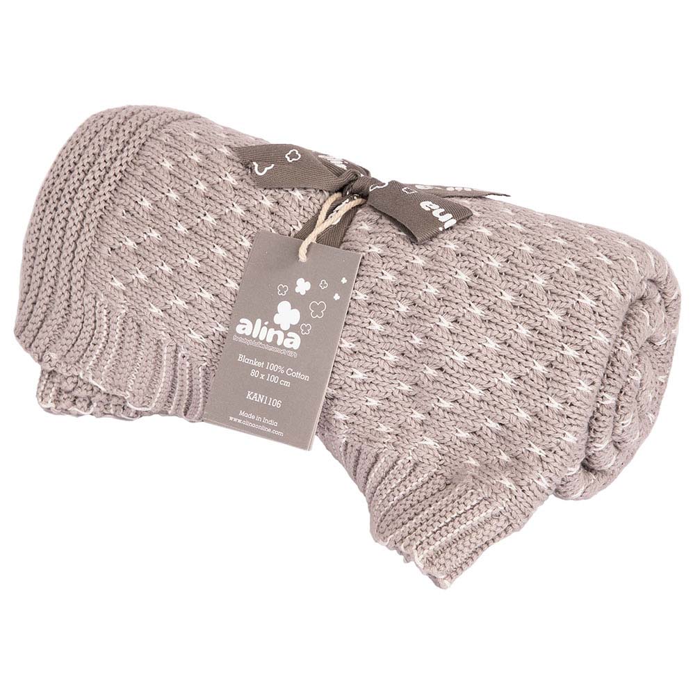 Alina - 100% Cotton Knitted Rapsodia Blankets - Light Grey