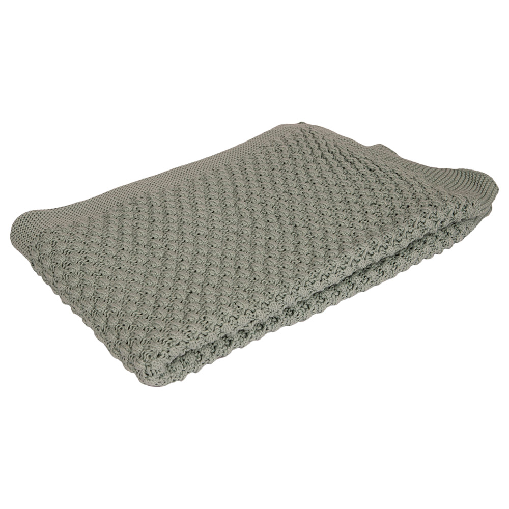 Alina - 100% Cotton Knitted Mini Popcorn Blankets - Mineral Blue 