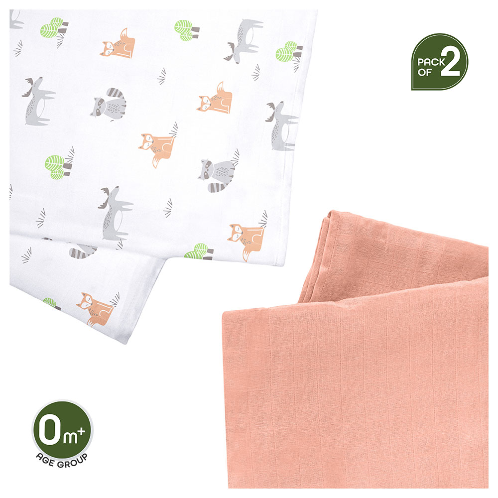 Moon - Forest Printed Muslin Wraps w/ Disposable Baby Bibs