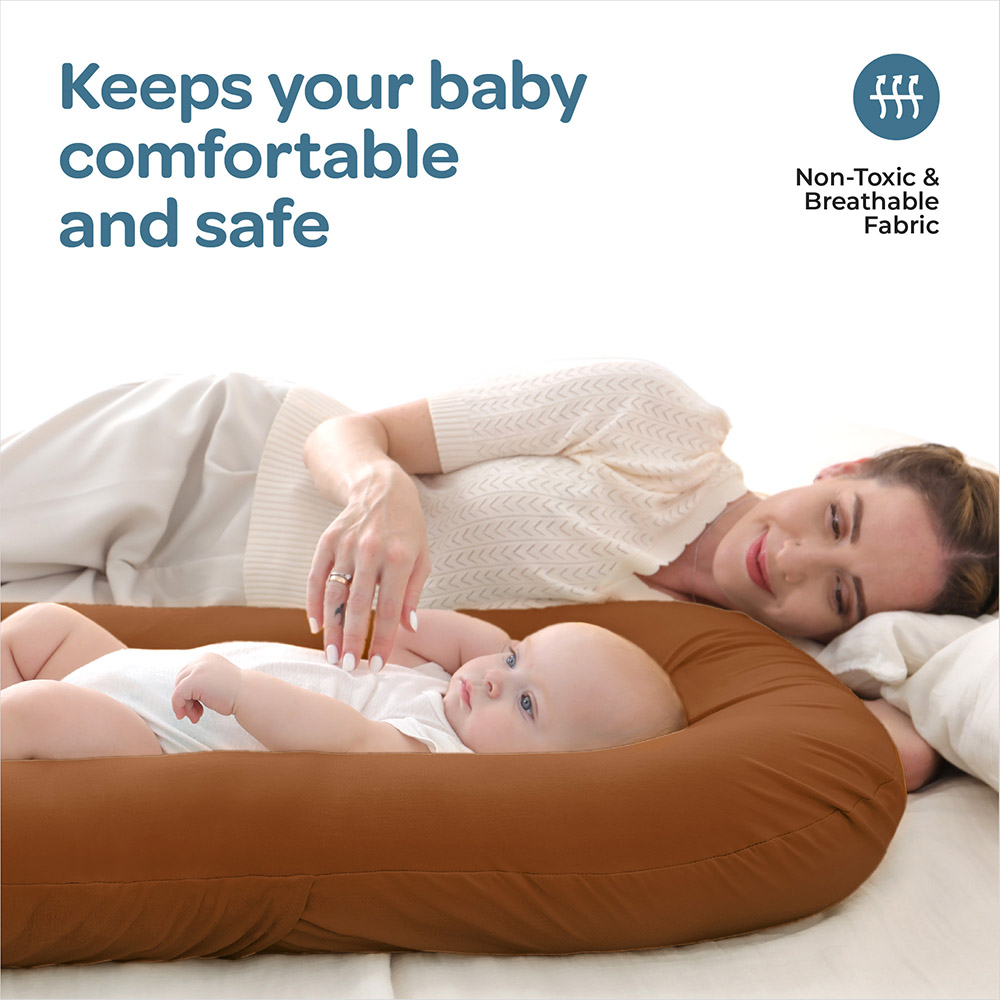 Moon - Baby Lounger - Brown w/ 2pcs Organic Sleep Sack - S/M