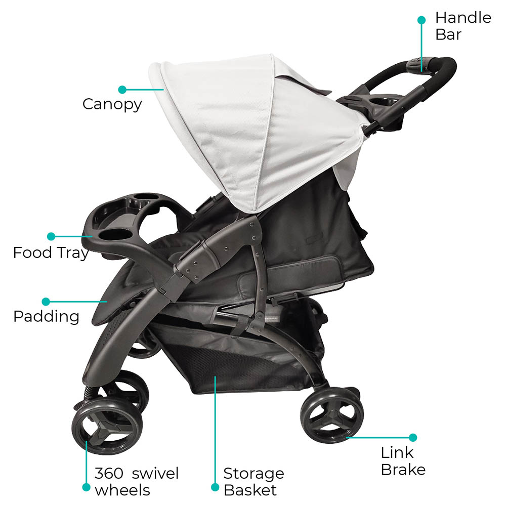 Moon - Aria Baby Stroller 2-in-1 Travel System - Light Grey