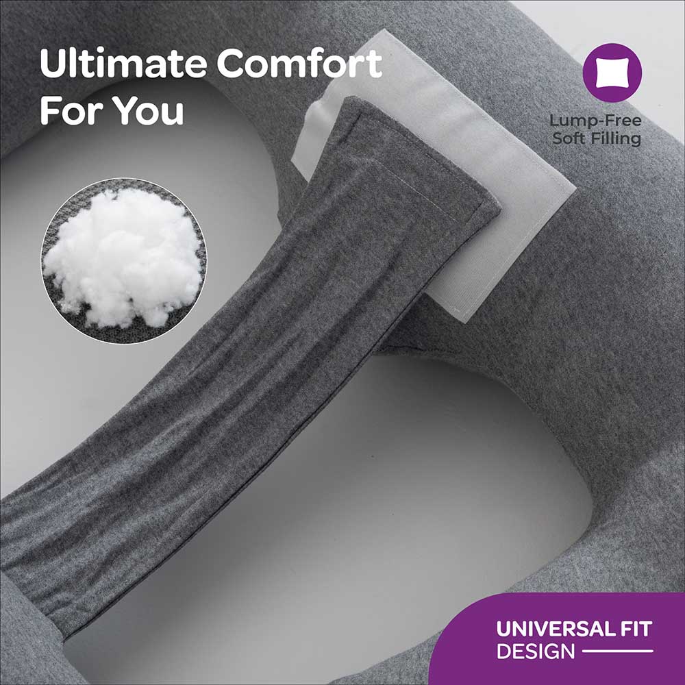 Moon - Multi Position Maternity Pillow w/ Back Support - Grey