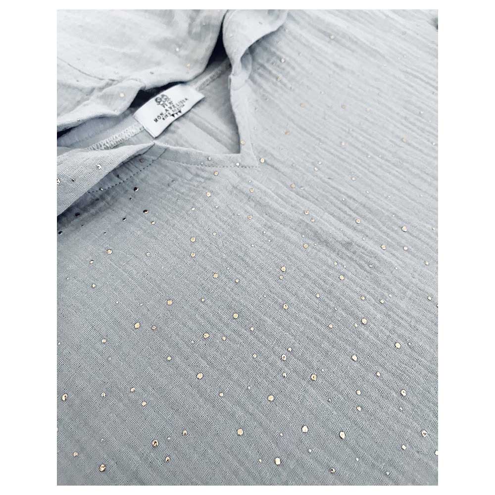 Mon.Amelissa - Personalised Arabic Ramadan Hooded Poncho - Dusty Blue/Gold