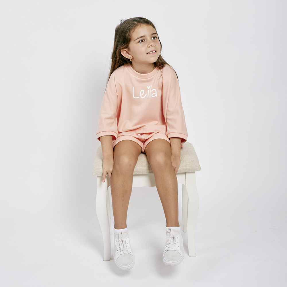 Mon.Amelissa - 2pc-Set - Girls French Terry Set - Peach Pink