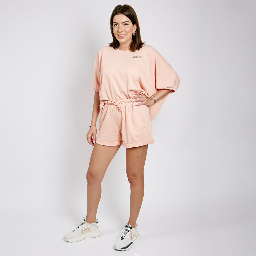 Mon.Amelissa - 2pc-Set - Women French Terry Set - Peach Pink